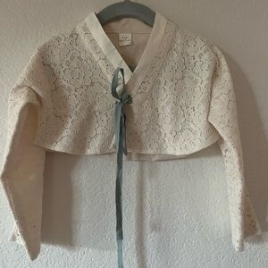Lace Blouse with Ribbon Tie Korean brand
